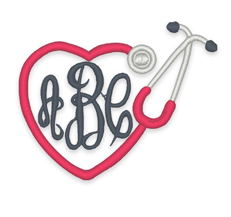 Heart Stethoscope Monogram  Frame Embroidery  Design  Instant 