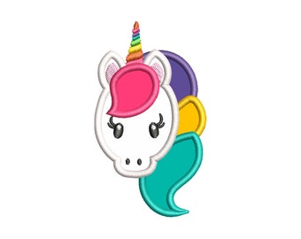 Rainbow Unicorn Face Machine Embroidery Design - Instant Download