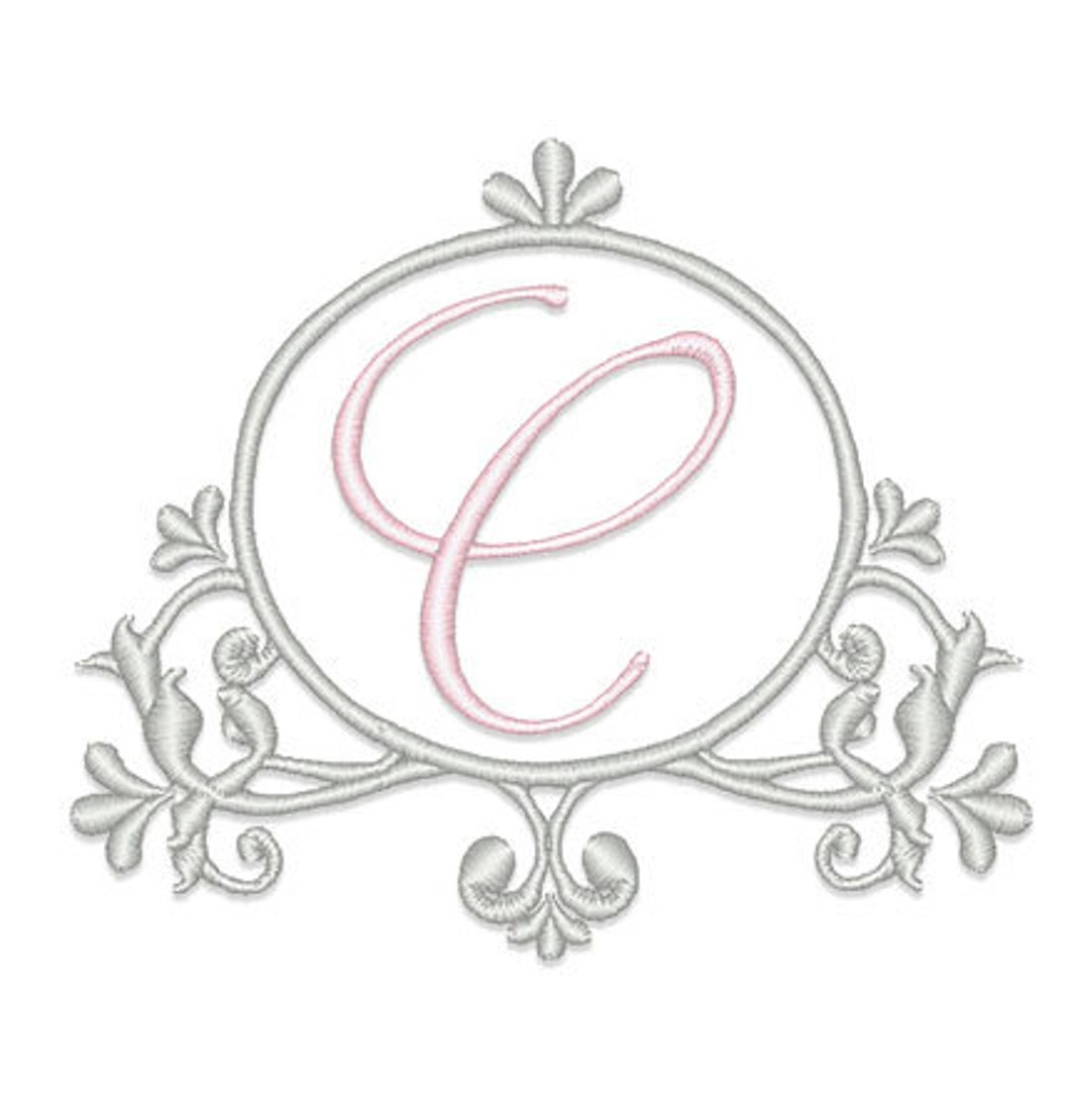 Damask Monogram Frame Embroidery Design Instant Download Etsy