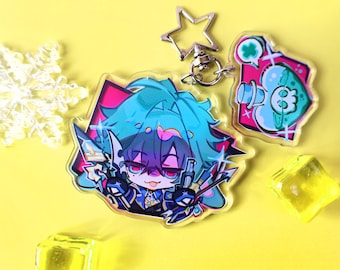 Genshin Impact Lohen cute epoxy acrylic keychain,chibi backpack charm,anime doujinshi gift,exquisite waifu collectible,trendy otaku merch