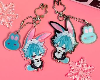 Genshin Lohen bunny maid acrylic keychain, cute anime bag charm, kawaii fan gift, exquisite otaku collectible, trendy merch, Cute Gifts