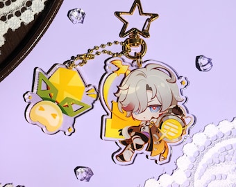 Genshin Impact Illuga chibi acrylic keychain, cute anime bag charm, kawaii fan gift, exquisite otaku collectible, trendy anime merch.