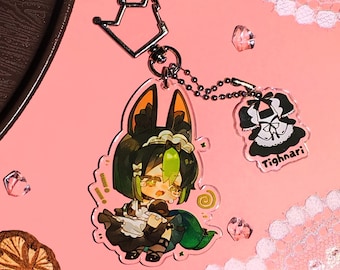 Genshin Impact Tighnari chibi acrylic keychain, cute anime bag charm, kawaii fan gift, exquisite otaku collectible, trendy anime merch.