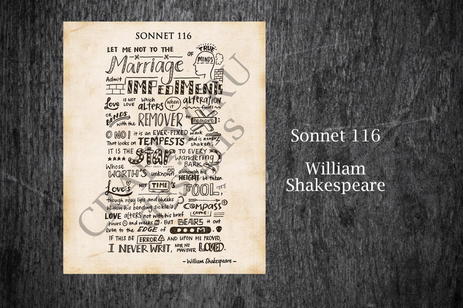 Sonnet 116 Printable William Shakespeare Sonnet 116 Print | Etsy