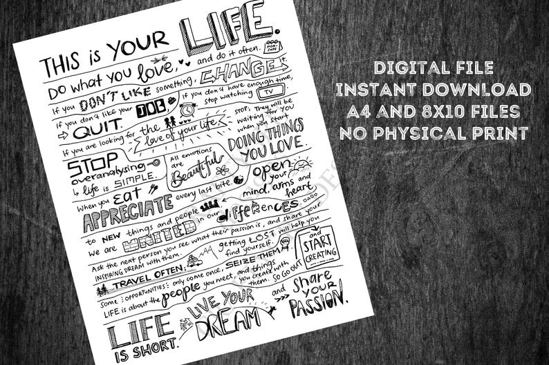 This is your life holstee manifesto motivation quote quote | Etsy