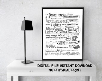 Our Deepest Fear Is Not That We Are Inadequate Movie Our Deepest Fear Is Not That We Are Inadequate We Are | Etsy