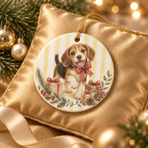Beagle Ornament /Beagle Christmas Tree Ornament/Ceramic tree decoration