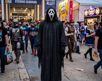 Sparkly Ghostface Robe and Mask Set | Horror Movie Inspired Halloween Cosplay Costume