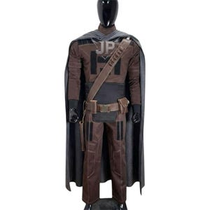 Mandalorian Din Djarin Cosplay Costume | Star Wars Beskar Flight Suit with Cape, Belt & Accessories image 3