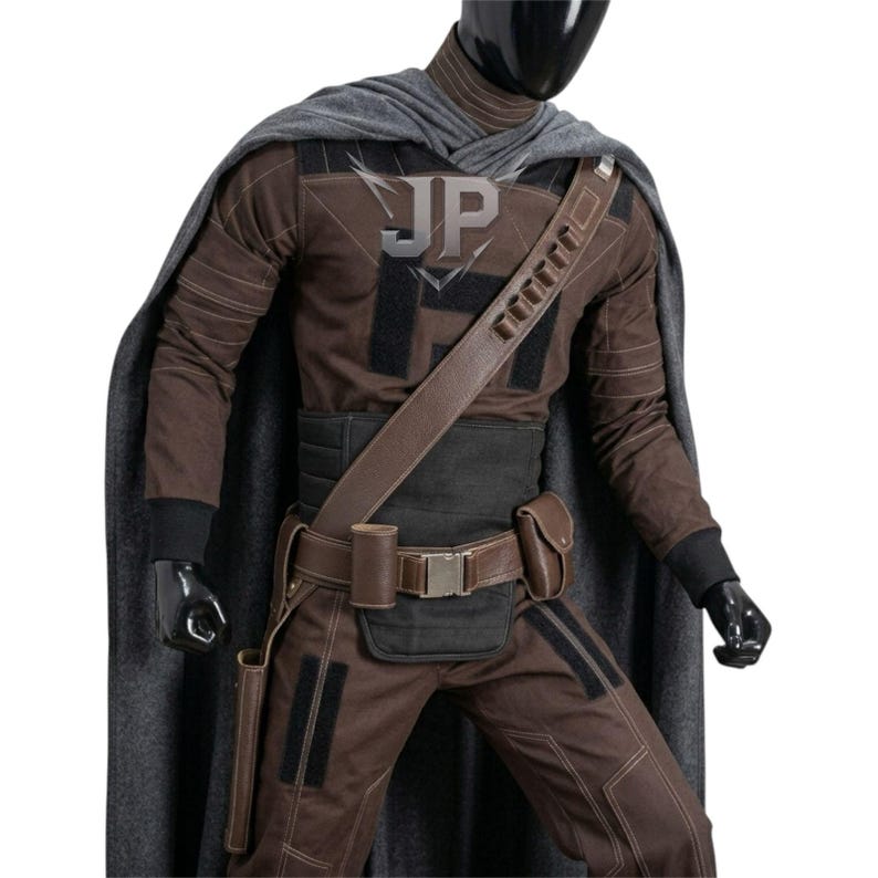 Mandalorian Din Djarin Cosplay Costume | Star Wars Beskar Flight Suit with Cape, Belt & Accessories image 4