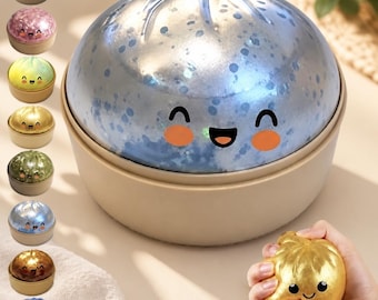 Dumpling misterioso y blandito, pelota antiestrés kawaii con purpurina, juguete de 10 cm para relajación / Regalo divertido para niños y adultos