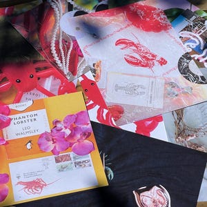 Postcard set - set of 8 lobster bookmarks - handmade - paper - sea creature - pop