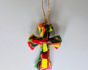 Unique, Multi-colored Handmade Glass Ornament