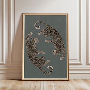 Leopard Print, Stylized Leopard Wall Art, Dark Grey Animal Poster, Modern Home Decor