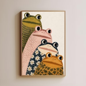 Stacked Frogs Wall Art, Colorful Frog Stack Print, Quirky Animal Decor, Modern Frog Poster