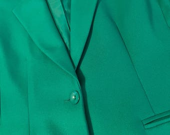 Vintage Leslie Fay Green single button tailored blazer