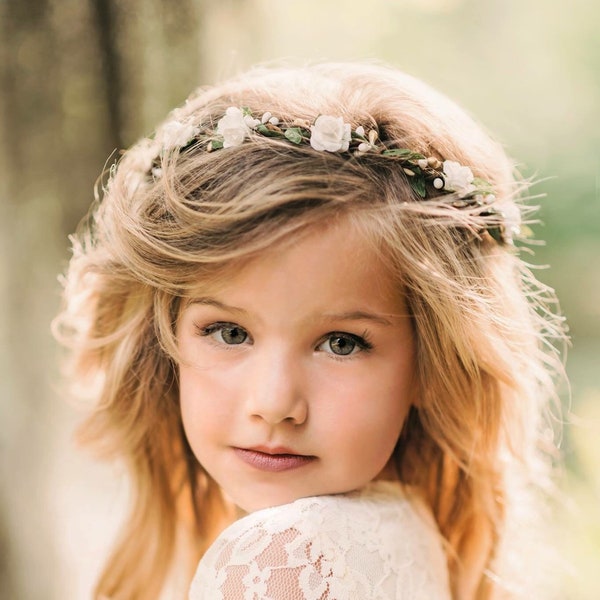 Couronne de fleurs enfant - couronne de fleurs - couronne de fleurs de mariée - fille d'honneur - 1ère communion - photos de fiançailles - Style : CHARLOTTE