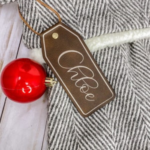 Leather Christmas Stocking Tags Personalized Stocking Tag Leather Christmas Tags Personalized Tag Leather Gift Tags Customized Leather Tags