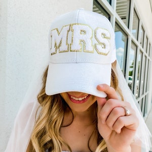 Mrs Hat White Bride Hat Bachelorette Party Bridal Shower Gift Bride to Be Bridesmaid Gifts Bachelorette Gifts Wedding