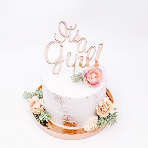 Custom Cake Topper - Name Cake Topper - Baby Shower Cake Topper - Rose Gold Cake Topper - Gender Reveal Cake Topper - It's a Girl