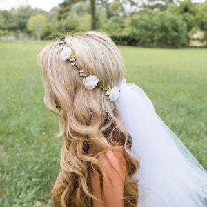Bridal Flower Crown Veil: Boho Wedding Headpiece