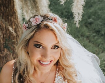 Flower Crown Veil - Boho Flower Crown Veil - Braided Flower Crown Veil - Bachelorette Flower Crown - Bachelorette Party