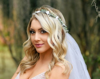 flower headband with veil