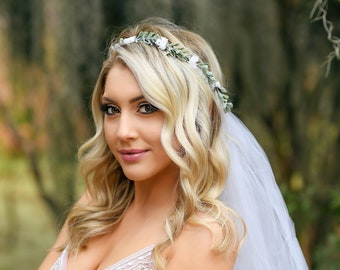 Baby's Breath Flower Crown - Flower Crown Wreath - Natural Wedding Hair Wreath - 1st Communion - Style: MELISSA