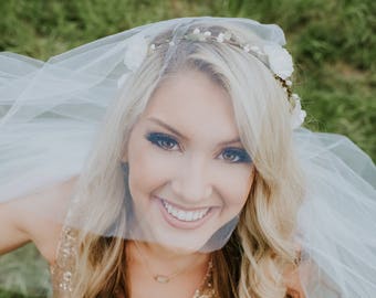 Flower Crown Veil - Boho Bachelorette Veil - Bachelorette Flower crown - Bridal Crown - Bridal Flower Crown - Bachelorette Veil - Bride