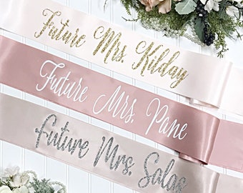 Satin Future Mrs. Sash - Bachelorette Sash - Bachelorette Party - Bridal Shower Sash - Bride Gift - Bachelorette Party Accessories