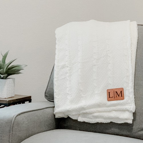 Farmhouse Monogram Throw Personalized Blanket With Name Etsy