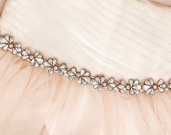 Rose Gold Bridal Belt Rose Gold Wedding Belt Bridesmaids Belt Rose Gold Bridal Sash - Crystal Belt - Flower Girl Gift - Style: AVA