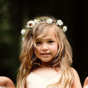 Delicate Flower Crown Child Size Babies Breath Bridal Wreath Greenery Halo Boho Wedding Crown Rustic Fairy Floral Headpiece