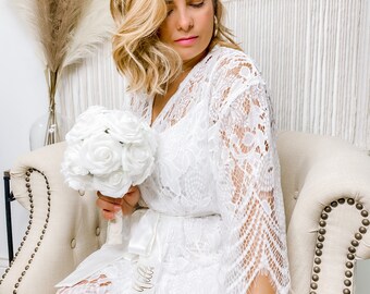 BOHO Lace Bridal robe Bride Robe Honeymoon robe wedding robe Bridal Gift All Lace Robe  Full Lace Bride Robe  Destination Wedding