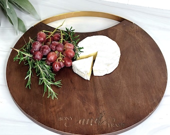 Personalized Cheese Board Personalized Cutting Board -Custom Charcuterie Board - Housewarming Gift - Mango Board with GOLD HANDLE