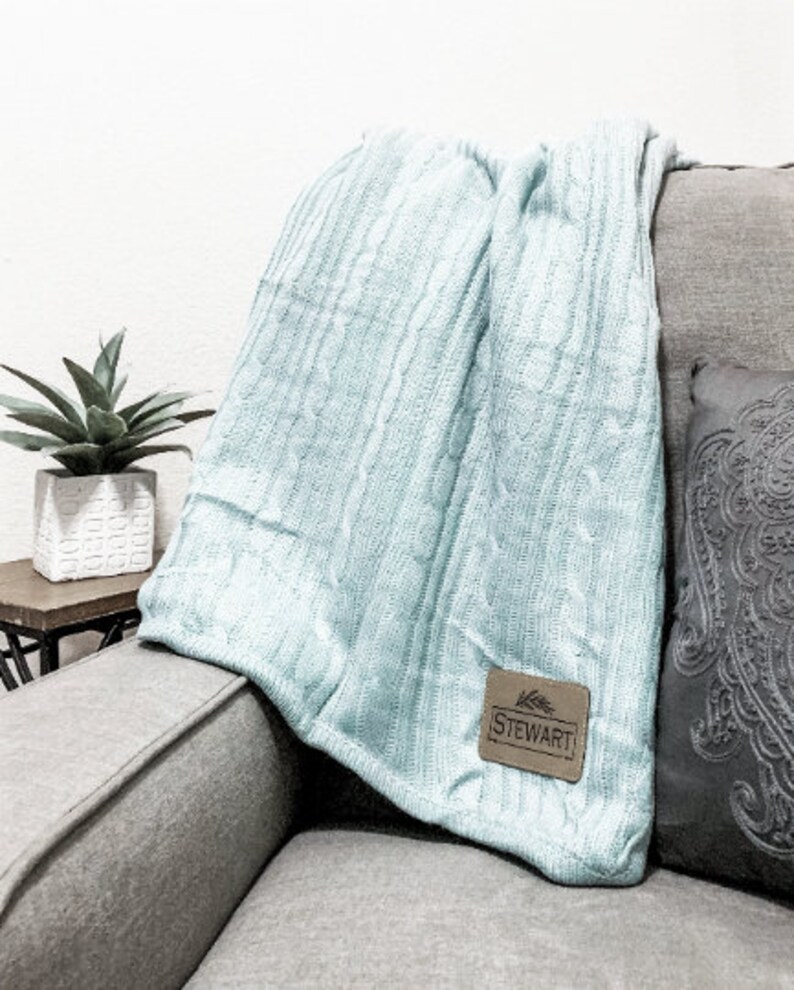 HEAVYWEIGHT Cable Knit Monogram Blanket Plush Monogrammed Etsy