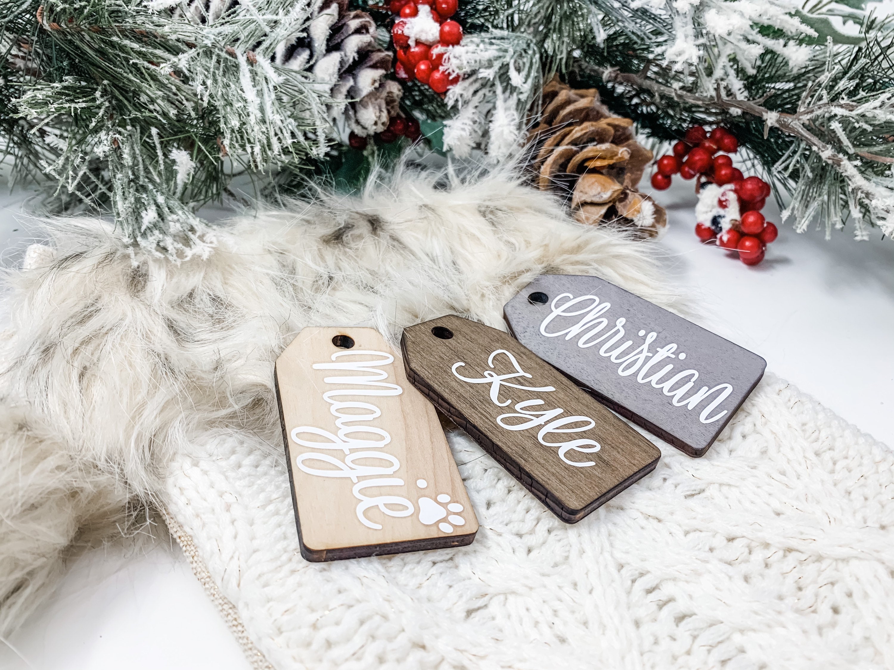 Christmas Wood Tag Holiday Sign | Wood Tag Personalized Stocking Tag Stocking Name Tag Stocking Tag Personalized Gift Tag