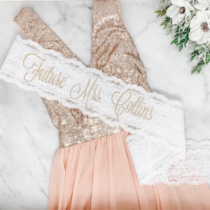 Personalized Bachelorette Sash  Lace