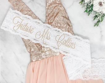Personalized Bachelorette Sash  Lace