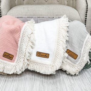 Personalized Baby Blanket Custom Name Blanket Baby Shower Gift Nursery Decor Baby Quilt Monogrammed Muslin Blanket