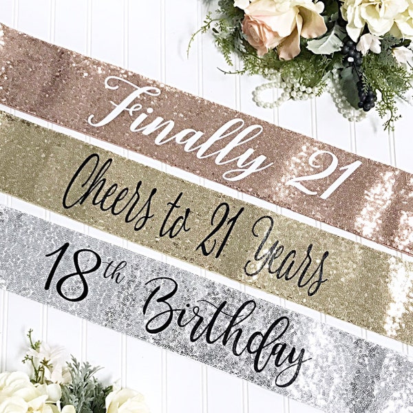 Sequin Birthday Sash - Sequin Birthday Sash - Birthday Babe - Rose Gold Birthday Sash - 21st Birthday - 30th Birthday