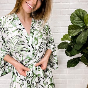 Tropical Robes Palm Leaf Robes Full Lace Bride Robe Bridesmaid Robes Bridal Robe Destination Wedding 10% off BULK ORDERS image 6