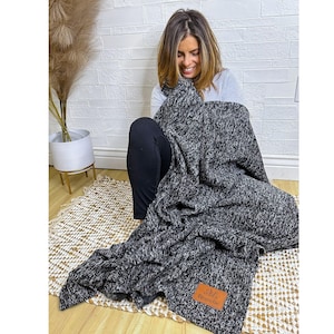 Personalized Fleece Blanket: Engraved Leather Patch, Cozy Throw