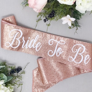 Glitter Bachelorette Sash Bachelorette Party Future Mrs. Sash Bride Sash Bachelorette Party Sash Rose Gold Glitter Sash image 1