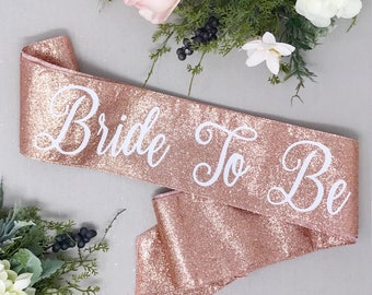 Glitter Bachelorette Sash - Bachelorette Party  - Future Mrs. Sash - Bride Sash - Bachelorette Party Sash - Rose Gold Glitter Sash