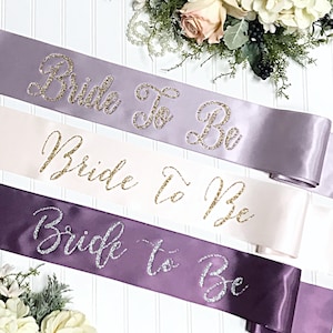 Satin Bride To Be Sash - Bachelorette Sash - Bride Gift -Bachelorette Party - Bridal Shower - Bachelorette Party Accessories - Purple Sash