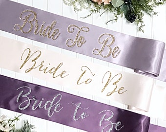 Satin Bride To Be Sash - Bachelorette Sash - Bride Gift -Bachelorette Party - Bridal Shower - Bachelorette Party Accessories - Purple Sash