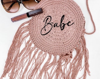 CLEARANCE Bachelorette Party Gift Bridesmaid Bride Crochet Purse Crossbody Fringe Bag Boho Gift Bags Macram Bag Personalized Fringe Purse