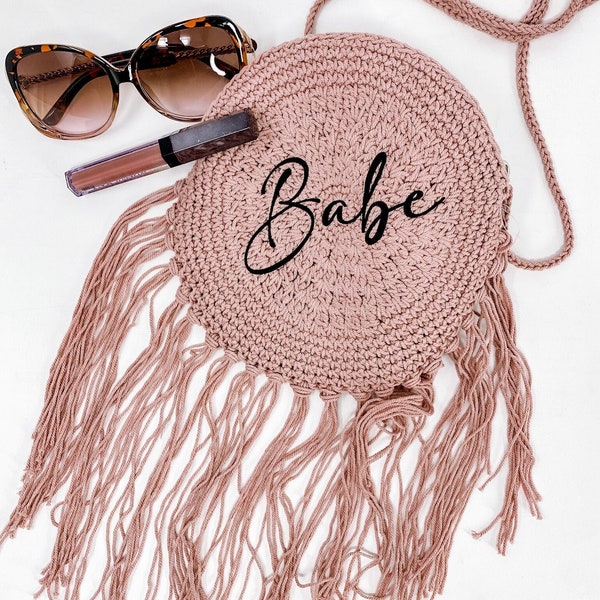 CLEARANCE Bachelorette Party Gift Bridesmaid Bride Crochet Purse Crossbody Fringe Bag Boho Gift Bags Macram Bag Personalized Fringe Purse