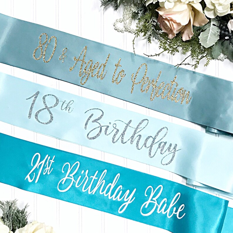 Birthday Sash, Personalized Birthday Sash for Women, Custom Name Any Age, 4 Inch Satin, 21st 30th 40th 50th, Wrinkle Free zdjęcie 7